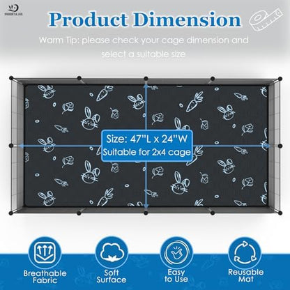 2-Pack Guinea Pig Cage Liner Washable, 24in x 47in Ultra-Absorbent Guinea Pig Bedding for Cage Non-Slip Leak-Proof Pee Pads for Dogs Rabbit Bunny Cat Litter Mat, Navy