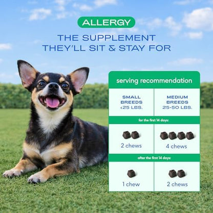 Native Pet Dog Allergy Chews for Medium Breeds - Itchy Skin and Seasonal Itch Support - Colostrum, Probiotics, Spirulina - 30 Chews