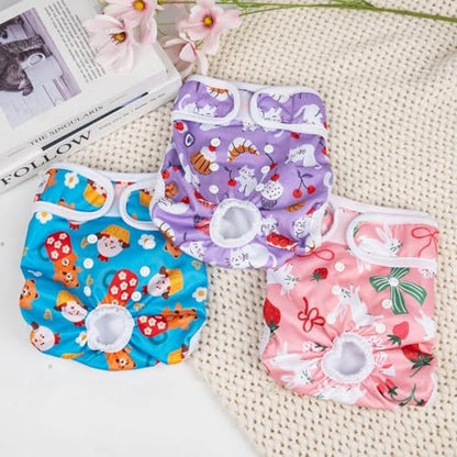 Pet Soft Female Dog Diapers, 3 Pack Washable Dog Diapers Female for Dogs in Heat Reusable Dogs Period Panties, Puppy Diapers (New Animals, S)