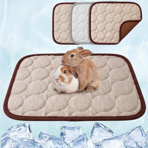 Jetec 3 Pcs Guinea Pig Cooling Mat, Small Animal Beds,Summer,Brown