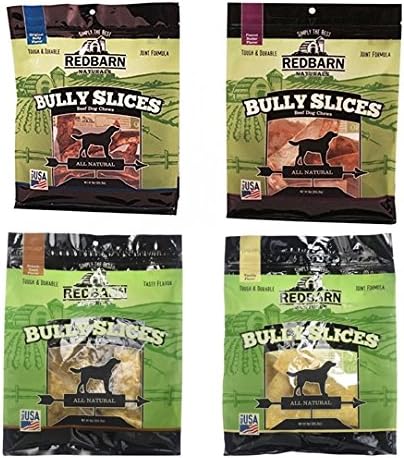 Redbarn Bully Slices for Dogs, Highly Palatable, Long-Lasting Natural Dental Treats with Functional Ingredients, 9 oz. (Pack of 4) - Variety Pack
