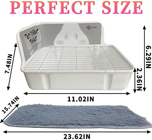 Rabbit Litter Box for Cage Corner Bunny Toilet Small Animal Potty Training with Dustpan Broom Chew Toys for Chinchilla Ferret Hedgehog Gerbil (10 Pcs)