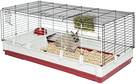 Midwest Homes for Pets Deluxe Rabbit & Guinea Pig Cage, X-Large, White & Red