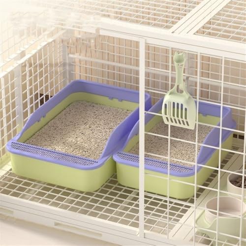 Litter Box, Open Top Cat Litter Box with High Sides & Detachable Basin, Includes Shovel Cat Litter Box(Purple)