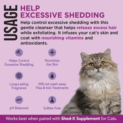 Shed-X Shed Control Shampoo for Cats, 8 oz, Vitamins & Antioxidants