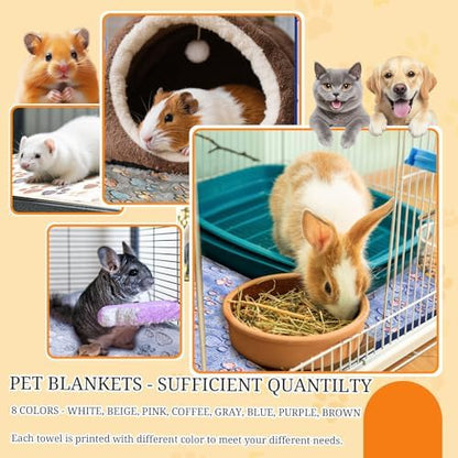 8 Pcs Washable Guinea Pig Bedding Absorbent Small Animal Cage Liners Reusable Guinea Pig Fleece Blankets Waterproof Pet Pee Pad Sleep Mat Pad Cover for Rabbit Ferret Chinchilla Hamster