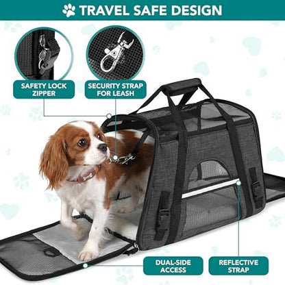 PetAmi Airline Approved Pet Carrier Cats Small Dogs, Large Heather Charcoal