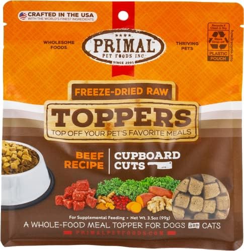 Primal Dog & Cat Food Toppers, Cupboard Cuts, Beef, 3.5 oz