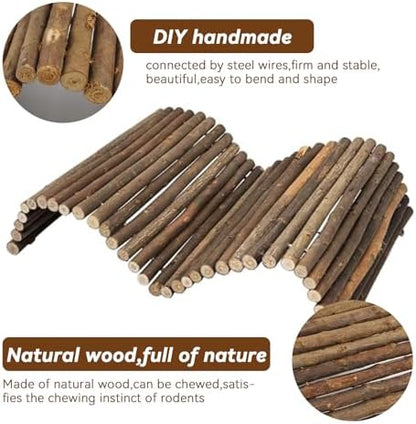 kathson Wooden Hamster Bridge,Guinea Pig Wood Ladder Bendable Tunnel Hideout Hut Small Animal Climbing Toys for Ferret Hedgehog Chinchilla Mice Rat Gerbil Baby Rabbit(15.7 x 6.0 in)