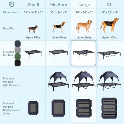 Elevated Dog Bed – 36x29.75 Portable Bed for Pets with Non-Slip Feet – Indoor/Outdoor Dog Cot or Puppy Bed for Pets up to 80lbs by Petmaker (Green)