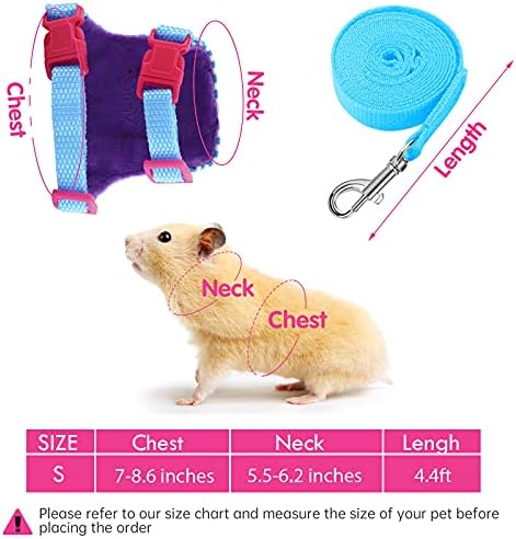 Satinior 2 Pcs Guinea Pig Harness and Leash Set, S, Blue, Pink
