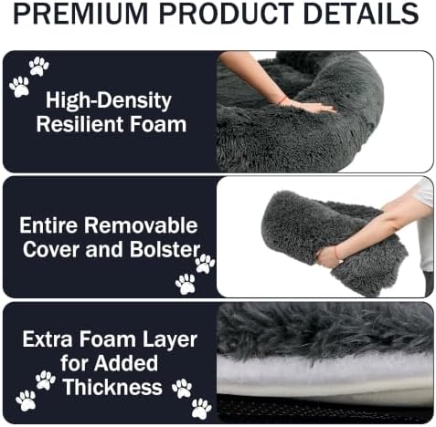 Calming Dog Bed for Couch, Thickened Plush Dog Mat with Raised Bolster