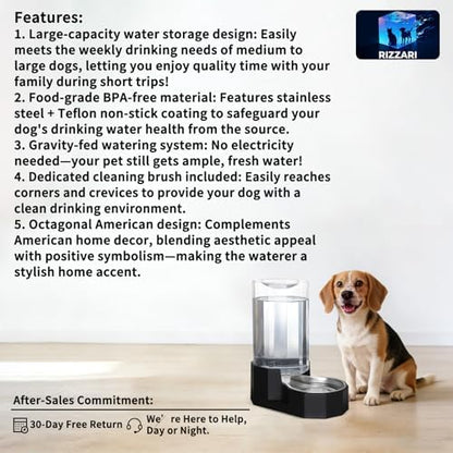 Sfozstra 8L Large Dog Water Dispenser: Gravity Pet Water Station