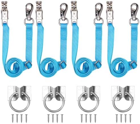Cross Ties for Horse, 4 Pack Adjustable Nylon Cross Ties with Tie Rings