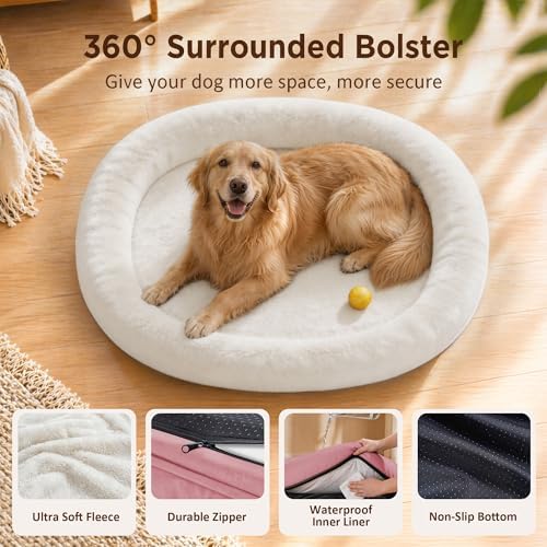 Waterproof Orthopedic Dog Bed for Medium Dogs, Pink