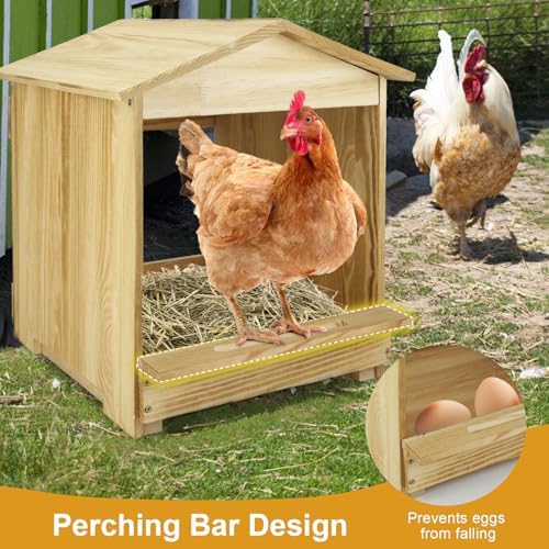 Chicken Nesting Box 2 Compartments - Wall Mount Wooden Egg Laying Nest Box for Chicken Coop, Easy to Assemble & Versatile Use for Hens, Ducks, Chickens