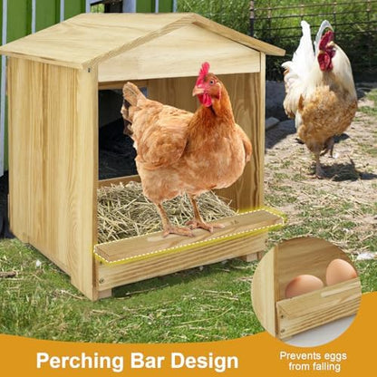 Chicken Nesting Box 2 Compartments - Wall Mount Wooden Egg Laying Nest Box for Chicken Coop, Easy to Assemble & Versatile Use for Hens, Ducks, Chickens