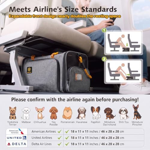 PAWZIDEA Expandable Pet Carrier for Small Cats & Dogs, TSA Airline Approved