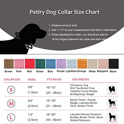 Soft Corduroy Fibric Dog Collar with High Grade Metal Buckle, for Small Dogs(Black,Small:10-15")