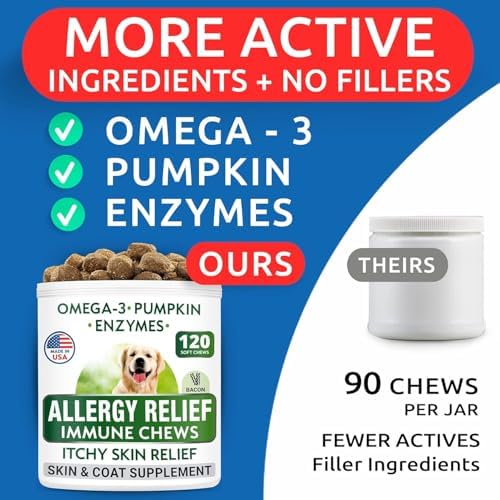 Dog Allergy Relief Chews - Skin Health & Anti-Itch Supplement with Omega-3