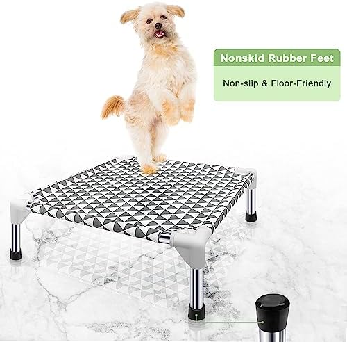Kuntrust Elevated Outdoor Dog Bed for Small Pets，Fits up to 50lbs