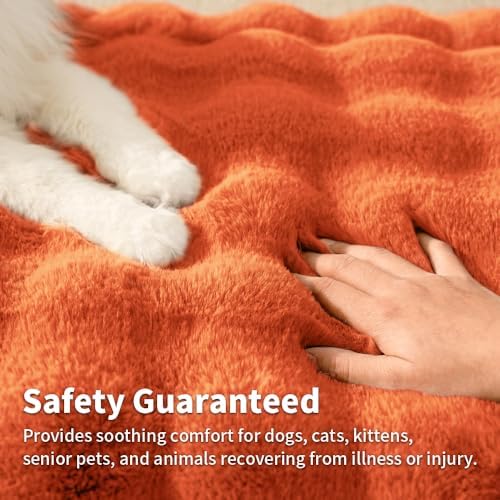 SOMAHE Soft Plush Cat Bed Mat, Machine Washable, Small 23x15 Vibrant Orange