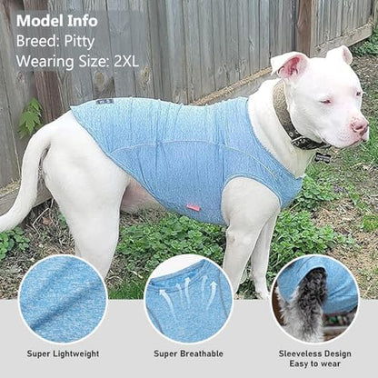 KYEESE Reflective Dog Shirt, Lightweight Sun Protection Dog T Shirts for Medium Large Dogs, Breathable Sleeveless Pet Tank Top High Visibility Summer Dogs Clothes for Night Walking Outdoor, Blue, 2XL