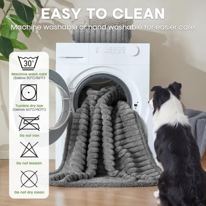 Waterproof Dog Blanket, Washable Reversible Pet Blankets, 27x39in, Grey