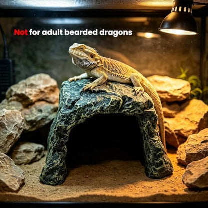 Reptile Rock Hide Cave Tortoise Hideout Turtle Basking Rock Snake Hide Habitat for Amphibian Lizard Fish Bearded Dragon Leopard Gecko