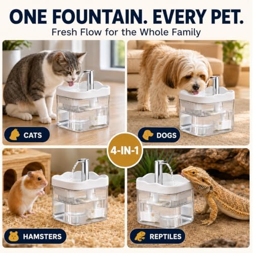 Reptile Water Dispenser,1500ML Large Capacity Circulation Water Dish Bowl for Reptile Terrarium,Bearded Dragon Tank Accessories,Pet Water Fountain Supplies for Leopard Crested Gecko,Snake,Lizard