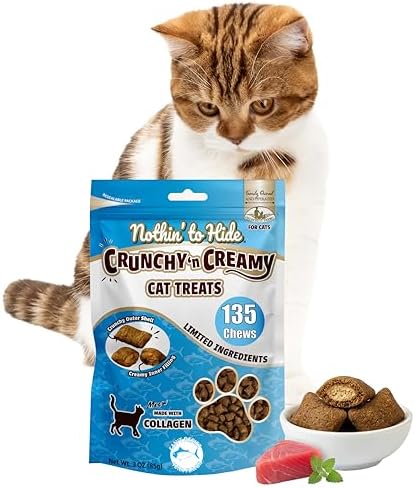 Fieldcrest Farms Collagen Cat Treats, Tuna, Crunchy & Creamy, 3 oz Pouch