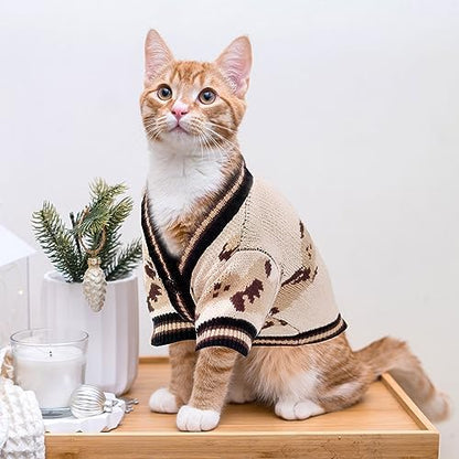 ABRRLO Small Dog Sweaters Cute Bear Dog Cardigans Clothes for Small Medium Dogs Boy Girl Puppy Cat Knitting Cardigan Outfits Dogs Autumn Coats Warm Pet Doggy Clothes Soft Knitwear Apparel