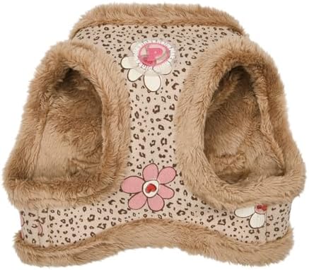 Pinkaholic New York Alisa Vest Dog Harness Step-in Warm Winter Leopard Pattern for Small Dog, Light Brown, Medium