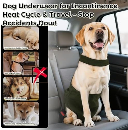 QBLEEV Female Dog Diapers with Adjustable Suspenders – Washable Sanitary Panties for Dogs in Heat or Incontinence, Escape-Proof Reusable Pet Period Underwear Onesie for Small to Large Breeds