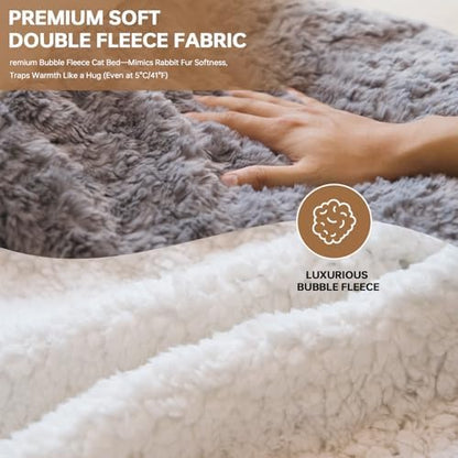 Self Warming Cat Cave Bed, Double-Layer Faux Fur Sleeping Bag Grey