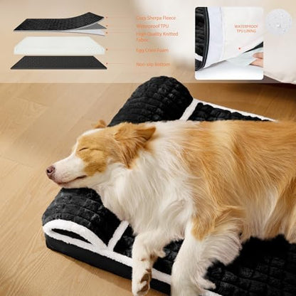 Orthopedic Large Dog Bed Pillow Pet Sofa Bed 36''X24'' Black