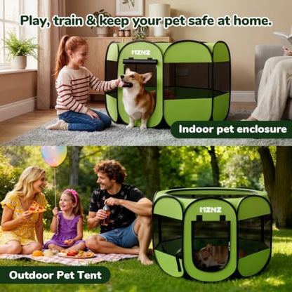 Dog Cat Small Animal Puppy Playpen Crate, Medium, Whole Green