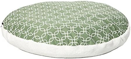 MidWest Homes for Pets PF0034T-FGR Over-Stuffed Dog Bed, Medium, 34" Round, Medium Dog Breed, Green Geometric Pattern