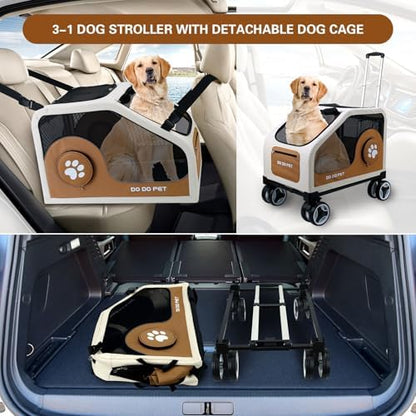 3-1 Dog Stroller for Medium Dogs (Brown)