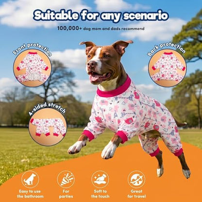 LovinPet Doberman Type Dog Bodysuits, Jungle Dreams Fuchsia Print, 3XL