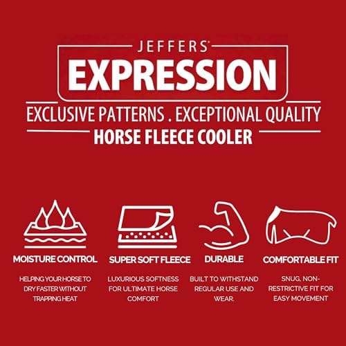 Jeffers Expression Fleece Cooler for Horses, Standard Neck, Skater Cowgirl 75"- Equine Towel Blanket, Moisture Absorbent, Light Weight, Best for Drying, Exercise, Bathing, Adjustable Belly Bands