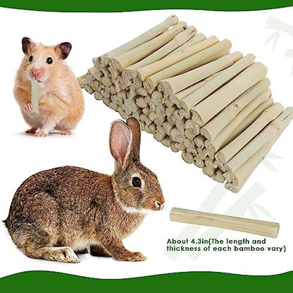 BWOGUE 1000g Bamboo Chews for Rabbits, Rabbit Chew Toys Sweet Bamboo Sticks