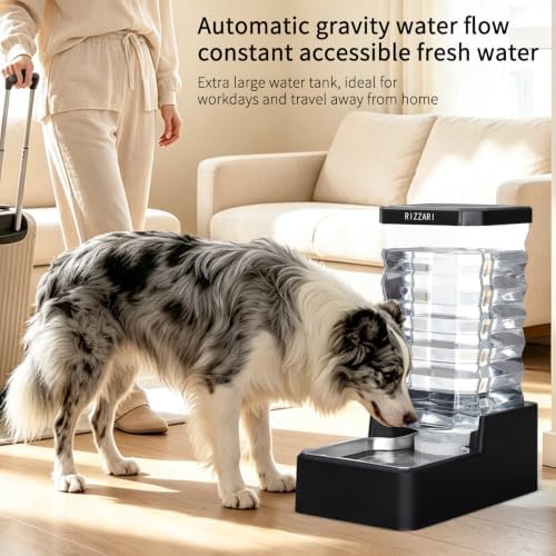 RIZZARI 2.64 Gallon Dog Water Bowl Dispenser:Wide Mouth Filter-Free Design
