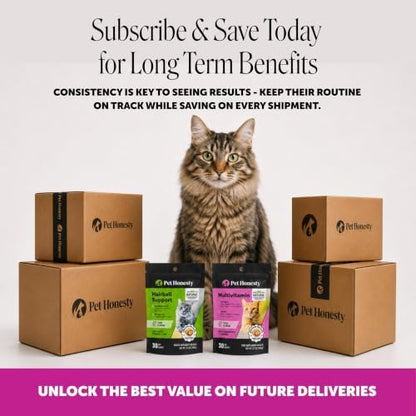 Cat Multivitamin Crunchy Creamy Chews - Daily Vitamins with Lysine, Prebiotics, Omega 3 Fish Oil - Cat Treats for Immune Support, Skin Coat, Digestion, Heart + Joint Health (Tuna, 30-Day Supply)