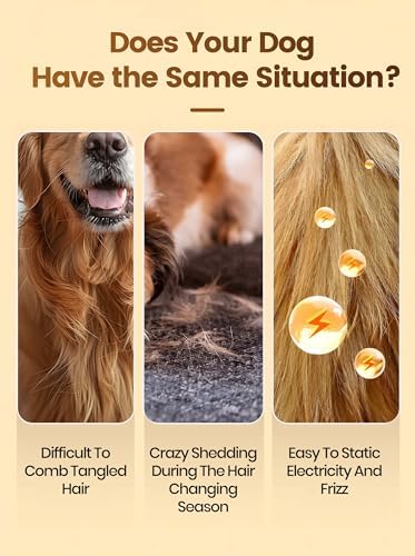 Dematting Comb and Deshedding Brush for Double-Coated Dogs and Cats,Undercoat Rake Pet Brush for long haired and Matted Fur Pets,Grooming Tool for Kitten, Puppy and Rabbit (White)