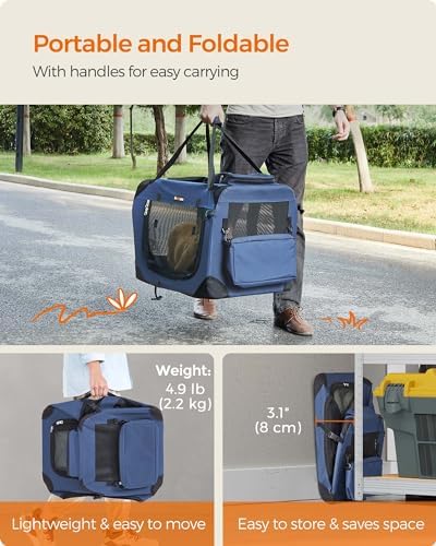 Feandrea Collapsible Soft Dog Crate, Portable Travel Carrier, 24 Inches