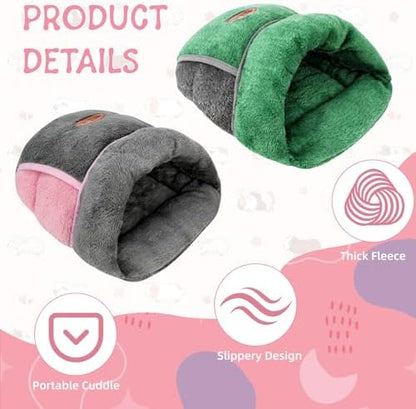 YUEPET 2 Pack Guinea Pig Bed, Guinea Pig Cuddle Sack, Grey & Green