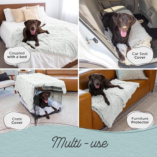 Best Friends by Sheri Calming Shag Dog Blanket – Ultra Soft Faux Fur Pet Throw, Anxiety-Relief, Lightweight Warm Bed Cover for Dogs and Cats, Machine Washable, Frost Gray, 40" x 50"