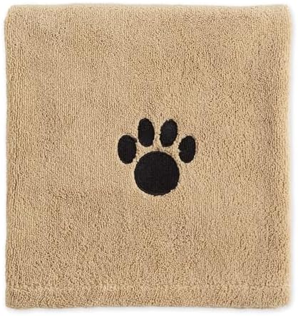 Bone Dry Pet Grooming Towel Collection Absorbent Microfiber X-Large, 41x23.5, Embroidered Taupe (Pack of 12)