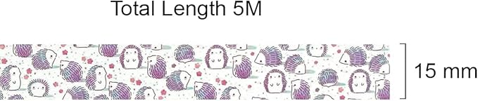 allydrew Washi Masking Tape, 15mm x 5M, Hedgehogs